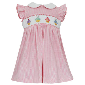 Petit Bebe Cupcake Pink Check Knit Dress