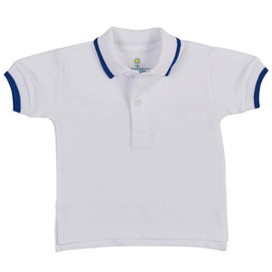 Florence Eiseman White Polo Shirt with Royal Tipping