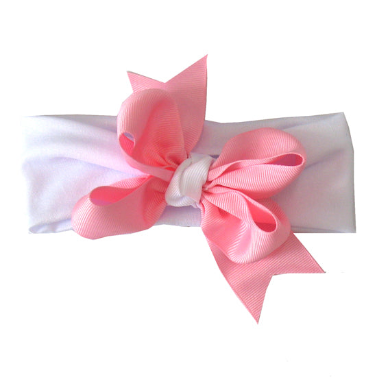Pink Bow with White Knot Headband