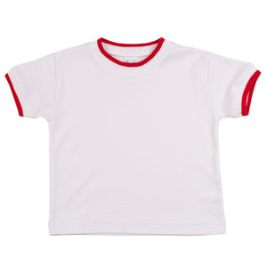 Florence Eiseman White Crew Tee Shirt with Red Tipping