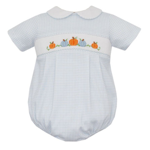 Petit Bebe - Pumpkin Blue Gingham Romper