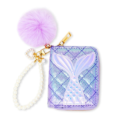 Mermaid Tail Pearl Quilt Purple Wallet