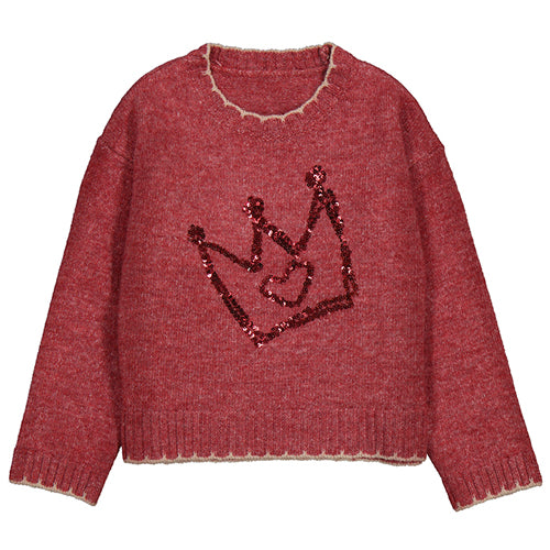Mayoral Heathered Cherry "Crown" Sweater