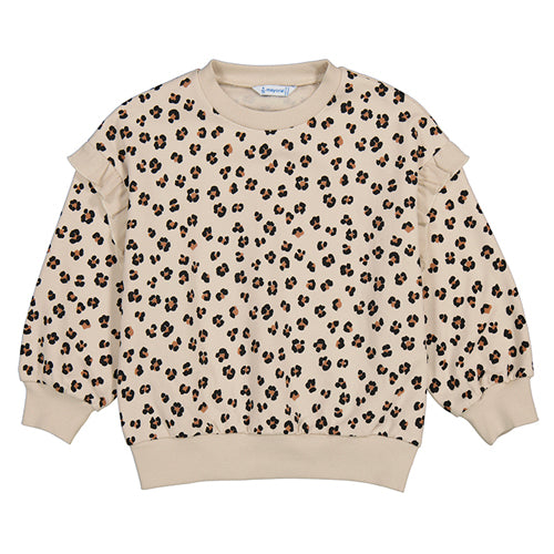 Mayoral Taupe Leopard Ruffle Top