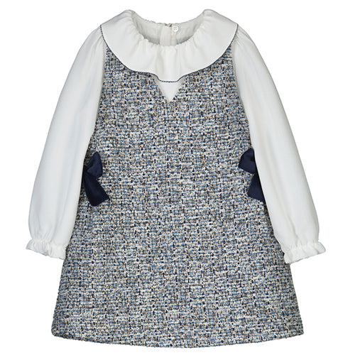 Mayoral Ocean Blue Tweed Pinafore Dress