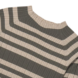 Mayoral Ivory and Sage Stripe Mock Turtleneck Top