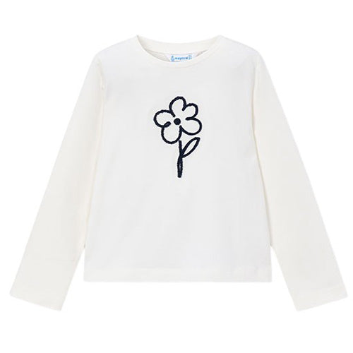 Mayoral - Natural with Navy Flower Tee Shirt