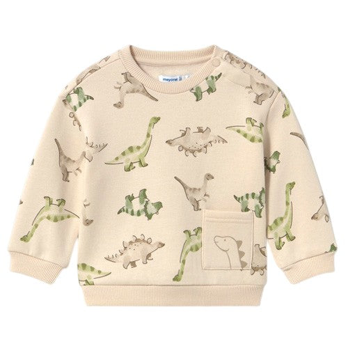 Mayoral - Green & Taupe Dinosaur Pullover