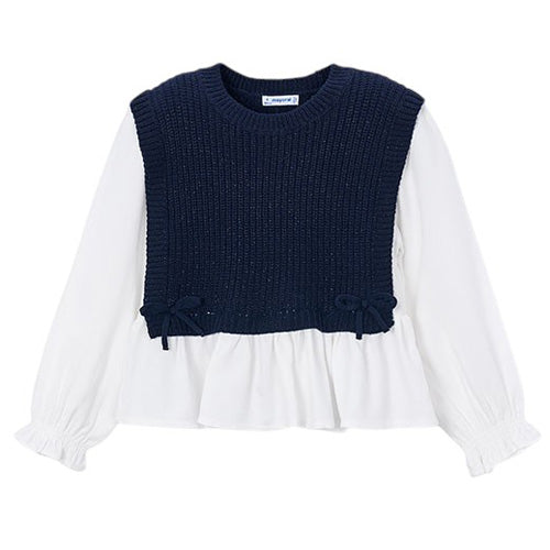 Mayoral - Navy Vest & White Blouse