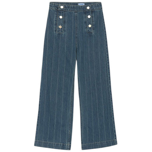 Mayoral - Denim Wide Leg Stripe Pants