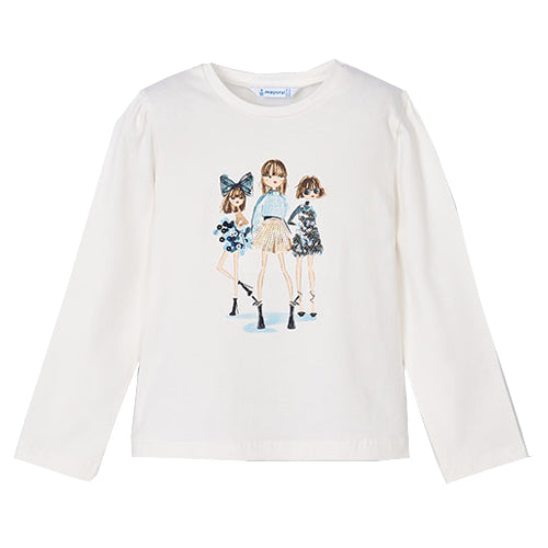 Mayoral Ivory Glamour Girls Blue Sequin Shirt