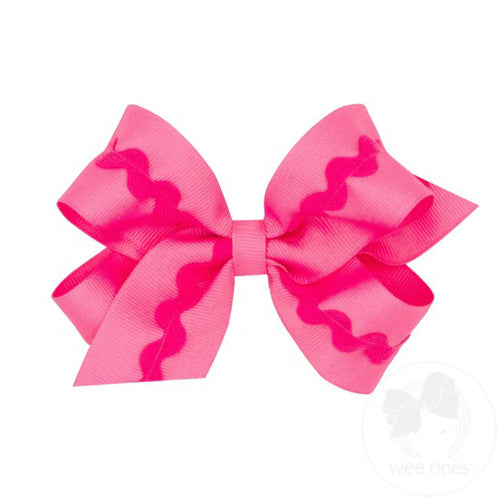 Hot Pink Grosgrain Bow with Ric Rac
