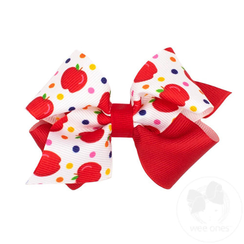 Apple & Red Color Block Small Bow