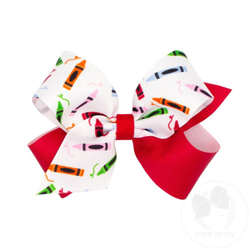 Back to School Crayon Block Medium Bow