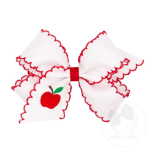Apple Embroidered Hair Bow