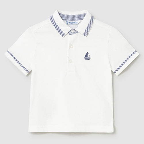 Mayoral - 1107-076 - White Polo Shirt with Sailboat