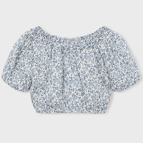 Mayoral - 3026-030 - Sky Blue Leaves Dobby Top