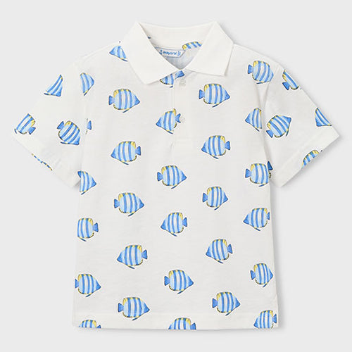 Mayoral - 3104-86 - White Polo with Fish