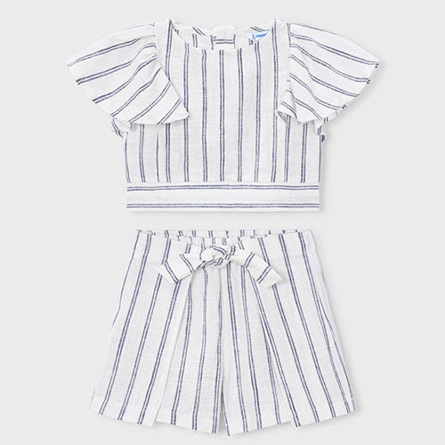 Mayoral Navy and Off-White Stripe Short Set