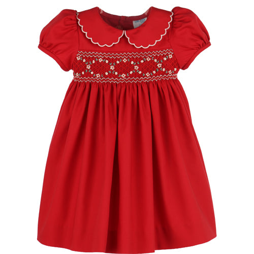 Luli & Me - Red Classic Smocked Dress