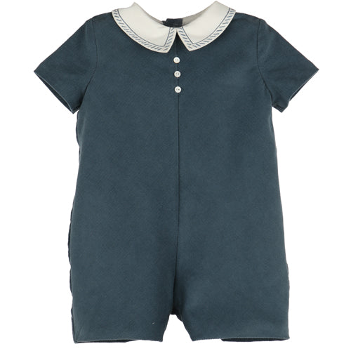 Luli & Me - 26FLM0903-B - Blue Grey Corduroy Romper