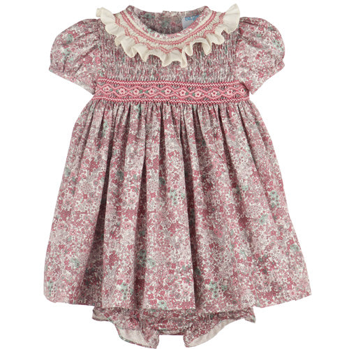 Luli & Me - Fall Blooms Pink Smocked Dress