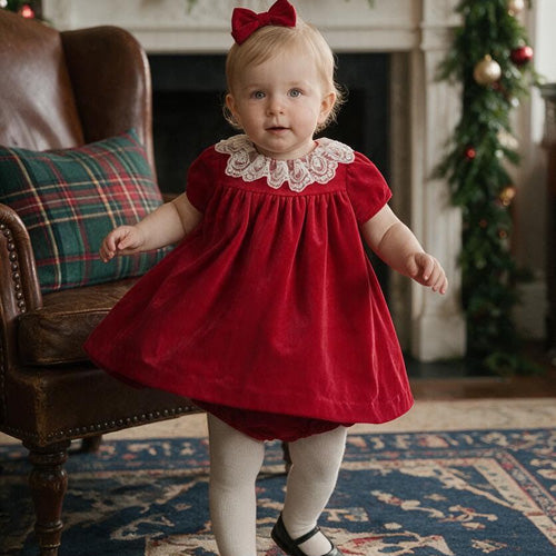 Luli & Me - Red Velvet Float Dress