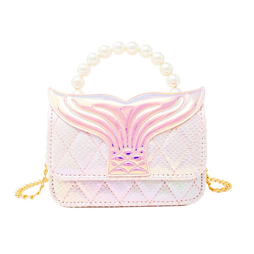 Mermaid Tail Pearl Handle Purse - Pink