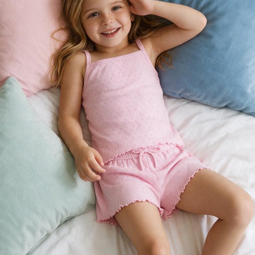Iscream - Pink Pointelle Tank & Shorts Set