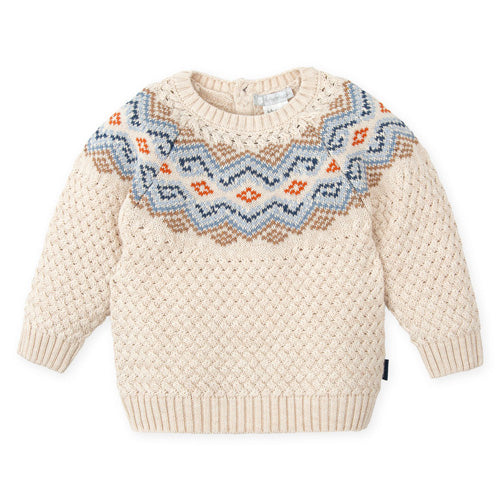 Tutto Piccolo Ivory and Blue Sweater