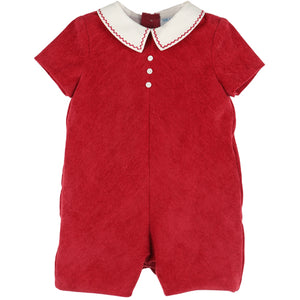 Luli & Me Red Pin Wale Corduroy Romper