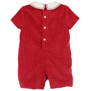 Luli & Me Red Pin Wale Corduroy Romper