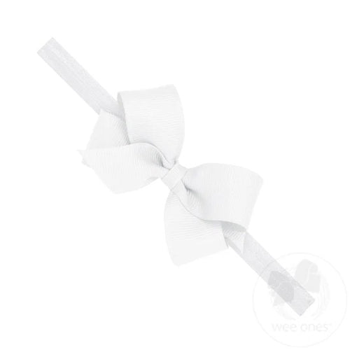 Mini White Grosgrain Headband with Elastic Band