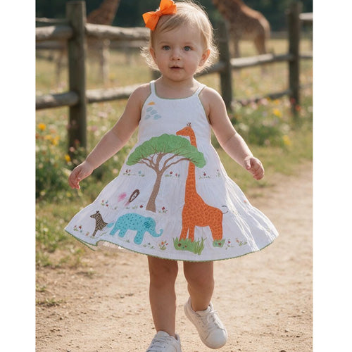 Cotton Kids - Giraffe Embroidered Dress - Special Order