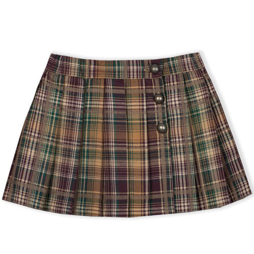 Dr. Kid "Magic Forest" Brown Plaid Skirt