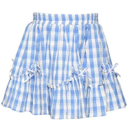 Baby Sara Blue Gingham Skirt with Bows
