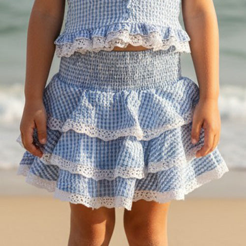 Flowers by Zoe - WO13-BL - Blue & White Gingham Skirt