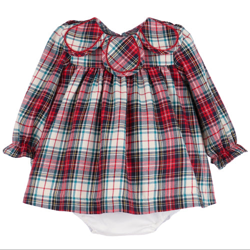 Sophie & Lucas Red Plaid Petal Collar Dress & Bloomers