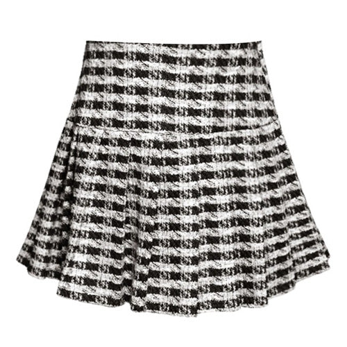Hannah Banana - Black & Ivory Plaid Skort