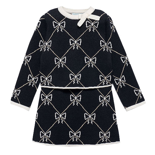 Abel & Lula Black & Ivory Bow Skirt Set