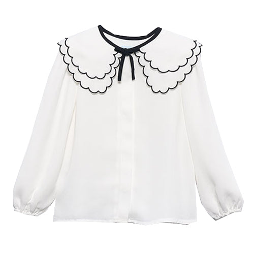 Abel & Lula Cream Blouse with Ruffle Collar