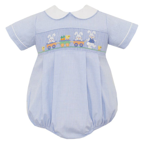 Anavini Blue Gingham Bunnies Parade Romper