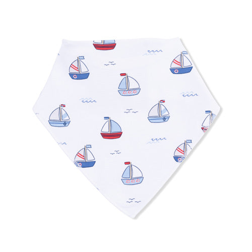 Angel Dear Bubbly Sailboats Blue Bandana Bib