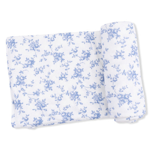 Angel Dear Blue Vines and Flowers Swaddle Blanket