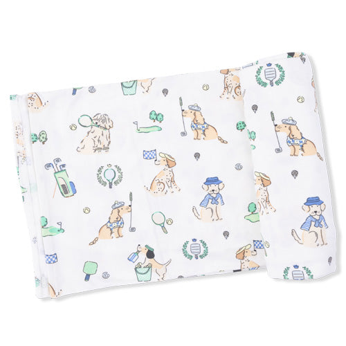 Angel Dear Country Club Green Dog Swaddle Blanket