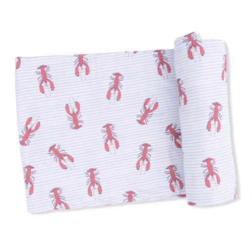 Angel Dear Lobster Stripe Bamboo Swaddle Blanket