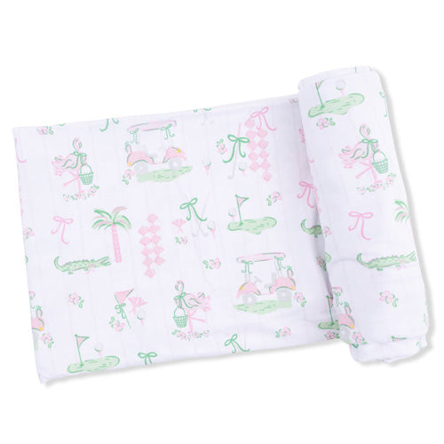 Angel Dear Pretty Golf Pink Swaddle Blanket