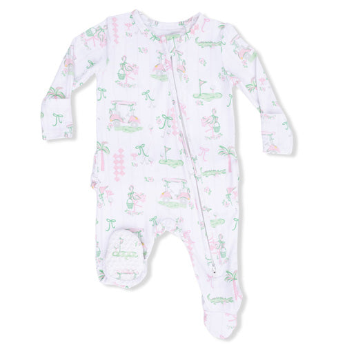 Angel Dear Pretty Golf Pink ruffle Zip Footie