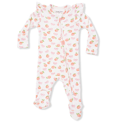 Angel Dear Little Peaches Ruffle Zip Ribbed Footie