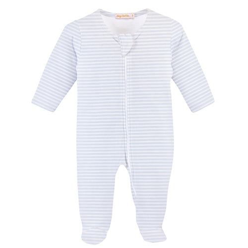 Baby Club Chic Lt Blue Stripes Pima Cotton Zip Footie
